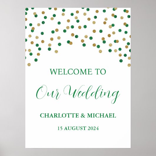 Green Gold Wedding Welcome Custom 18x24 Poster (Vorne)