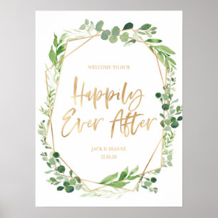 Green Gold Wedding Welcome Sign - Alles Gute für a Poster