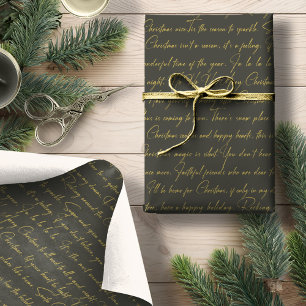 Green Gold Weihnachts-Typografie-Muster36 ID1009 Geschenkpapier