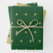 Green/Gold Weihnachtsbaum Einfaches Ikonisches Mus Geschenkpapier Set (Beispiel)