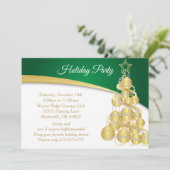 Green Gold Weihnachtsbaum Einladung (Stehend Vorderseite)