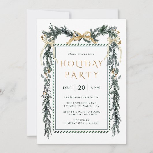 Green & Gold Weihnachtsfeier Einladung (Vorderseite)