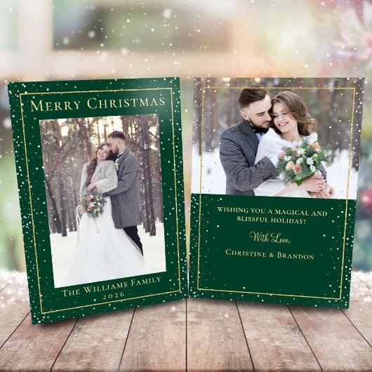 Green Gold Weihnachtsschnee 2 Foto Feiertagskarte