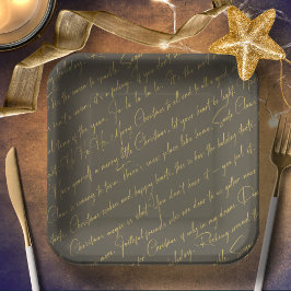 Green Gold Weihnachtstypografie Muster36 ID1009 Pappteller