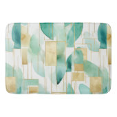 Green Gold White Abstrakt Badematte (Vorderseite)