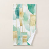 Green Gold White Abstrakt Badhandtuch Set (Handtuch)
