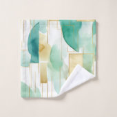 Green Gold White Abstrakt Badhandtuch Set (Waschlappen)
