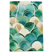 Green Gold White Abstrakt Mittlere Geschenktüte (Vorderseite)