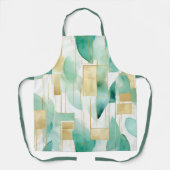 Green Gold White Abstrakt Schürze (Vorderseite)