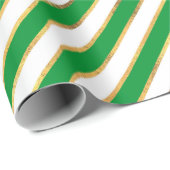 Green Gold White Diagonal Stripe Muster Weihnachte Geschenkpapier (Rolleneckpunkt)