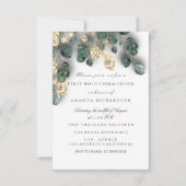 Green Gold White First Heilige Kommune Cross Einladung (Vorderseite)