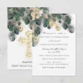 Green Gold White First Heilige Kommune Cross Einladung (Vorne/Hinten)