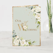 Green Gold White Floral Elegante Hochzeit Einladung (Vorderseite)