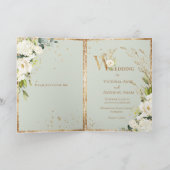 Green Gold White Floral Elegante Hochzeit Einladung (Innenseite)