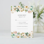 Green Gold White Floral Wedding RSVP Karten (Stehend Vorderseite)