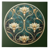 Green Gold White Gray Art Deco Fliese (Vorderseite)