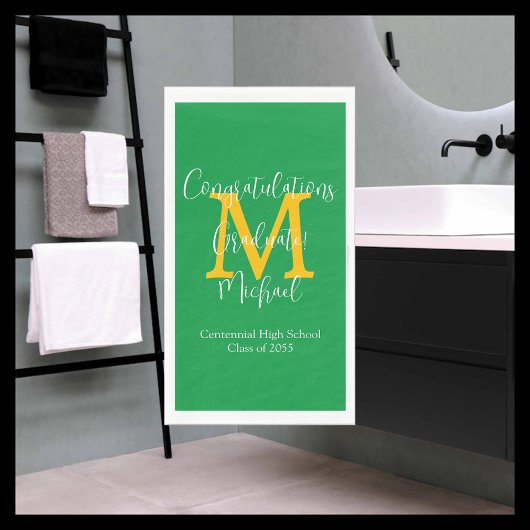 Green Gold White Mit Monogramm Abschluss Grad Part Serviette