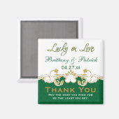 Green Gold White Scrolling Gastgeschenk Hochzeit M Magnet (Vorderseite/Rückseite)