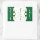 Green Gold White Scrolls Weinkleber Rechteckiger Aufkleber (Tasche)