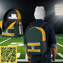 Green Gold White Sports Strike Jersey Teamname Bedruckter Rucksack