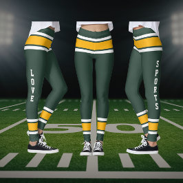 Green Gold White Team Jersey Liebe Sports Leggings