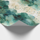Green Gold White Trees Weihnachten Geschenkpapier (Ecke)