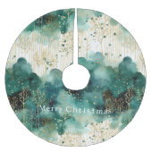 Green Gold White Trees Weihnachten Polyester Weihnachtsbaumdecke (Vorderseite)