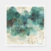 Green Gold White Trees Weihnachten Serviette (Vorderseite)