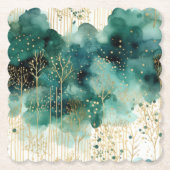 Green Gold White Trees Weihnachten Untersetzer (Vorderseite)