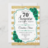 Green Gold White Überraschung 70. Geburtstag Einladung (Vorderseite)
