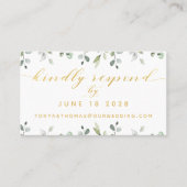 Green & Gold Writing Wedding Online RSVP Card Visitenkarte (Vorderseite)