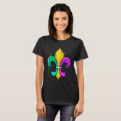 Green Golden And Purple Fleur De Lis For Mardi Gra T-Shirt (Vorne ganz)