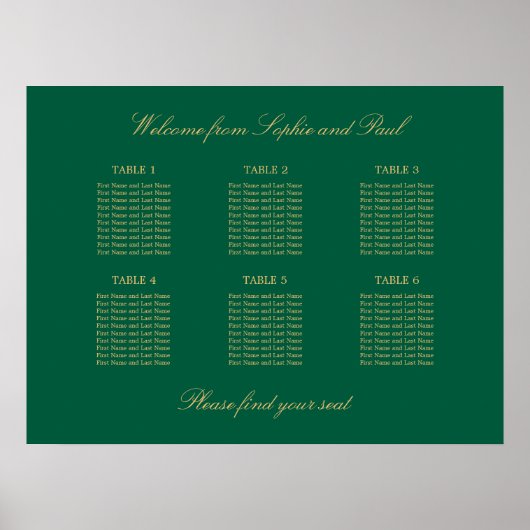 Green Golden Beige 6 Tischkarten-Plakat Poster (Vorne)