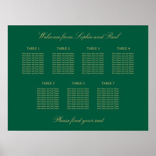 Green Golden Beige 7 Tischkarten-Poster Poster (Vorne)