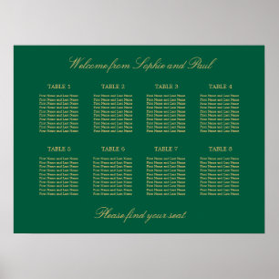 Green Golden Beige 8 Tischtabelle Chart Poster