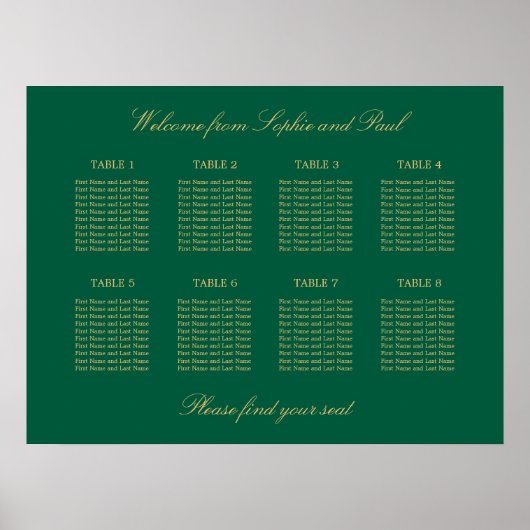 Green Golden Beige 8 Tischtabelle Chart Poster (Vorne)