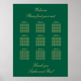 Green Golden Beige 9 Tischkarten-Poster Poster