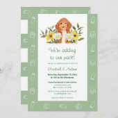 Green Golden Doodle Dog Kinderdusche Einladung (Vorne/Hinten)