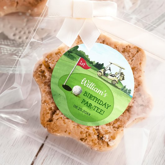 Green Golf 1. Geburtstag Par-T Runder Aufkleber