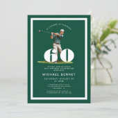 Green Golf 60th Birthday Invitation Einladung (Stehend Vorderseite)