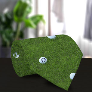 Green Golf Ball Monogram Golfer Vater Neck Tie Krawatte