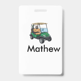 Green golf car name man sports boy gifts letter  ausweis