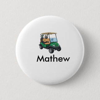 Green golf car name man sports boy gifts letter  button