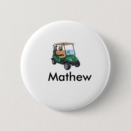 Green golf car name man sports boy gifts letter  button (Vorderseite)