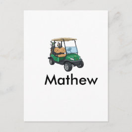 Green golf car name man sports boy gifts letter  postkarte