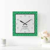 Green Golf Club Print Square Wall Clock Quadratische Wanduhr (Zuhause)