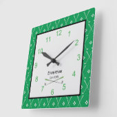 Green Golf Club Print Square Wall Clock Quadratische Wanduhr (Winkel)