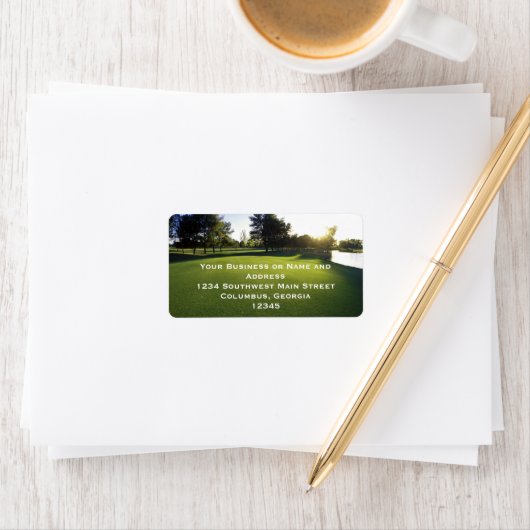 Green Golf Course bei Morgendämmerung Adressaufkleber (Insitu)