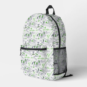 Green Golf Icons Muster Bedruckter Rucksack
