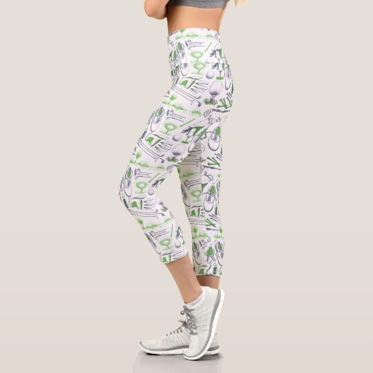 Green Golf Icons Muster Capri Leggings (Links)